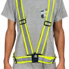 Chaleco Jopz tipo arnés cruzado verde con cinta reflectiva, ajustable para seguridad laboral