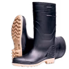 Bota de hule negra con suela amarilla para agricultura y construcción