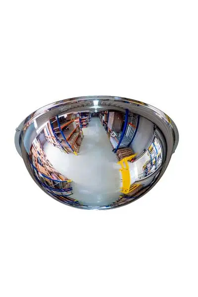 Compre el espejo concavo 360 para bodegas e industrias. Elimine puntos ciegos en pasillos con stock disponible en San Pedro Sula, Honduras y El Salvador.