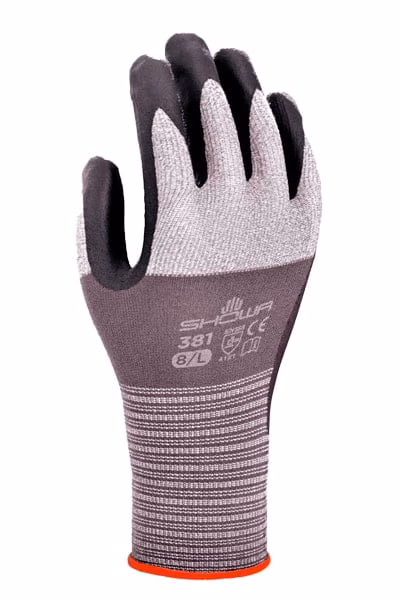 Guantes nitrilo premium gris y negro Showa con palma negra reforzada - Protección industrial extrema Honduras