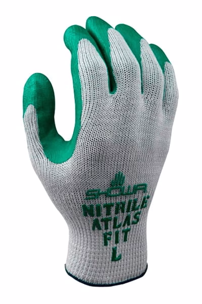 Guantes nitrilo verde Showa con palma verde completa - Alta visibilidad y detección desgaste Honduras