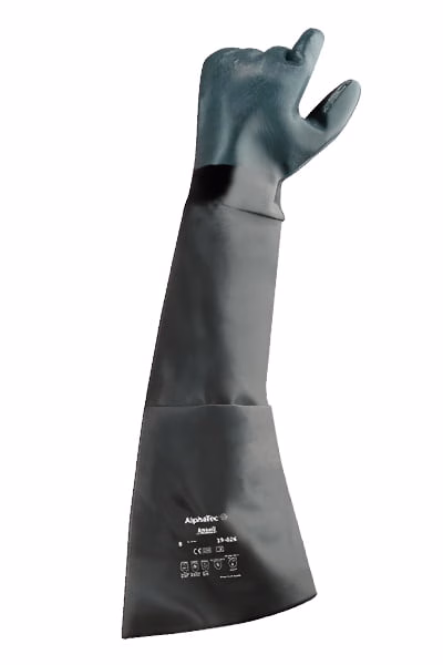 guante químico térmico neopreno rugoso Ansell 19-026 palma detalle