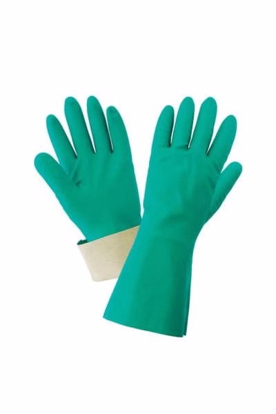 guante químico nitrilo verde flocado 15mil 13″ SHOWA