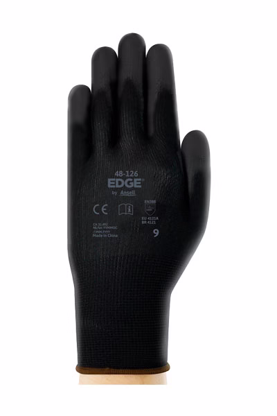 Guantes Ansell 48-126 negros con palma recubierta de poliuretano para uso general industrial en Honduras