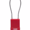 Candado LOTO aluminio cable rojo certificado para bloqueo industrial
