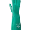 Guante químico nitrilo verde sin floca Showa 737 protección química Honduras