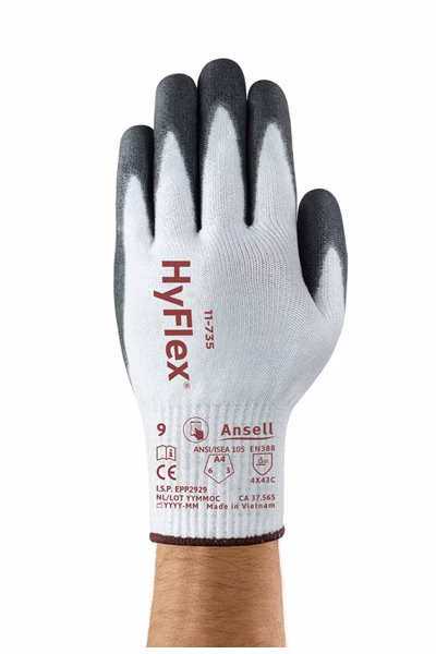 guante anticorte Ansell HyFlex 11-735 blanco PU palma gris