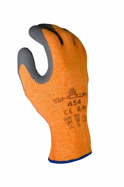 Guante baja temperatura naranja látex gris Showa para frío industrial en Honduras