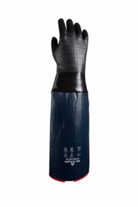Guante químico térmico neopreno rugoso 26 pulgadas SHOWA para protección industrial en Honduras