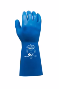 Guante químico Showa de nitrilo azul sin forro 13 pulgadas para protección industrial contra químicos