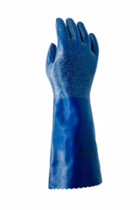 Guante químico nitrilo azul antiestático 14 pulgadas Showa Honduras